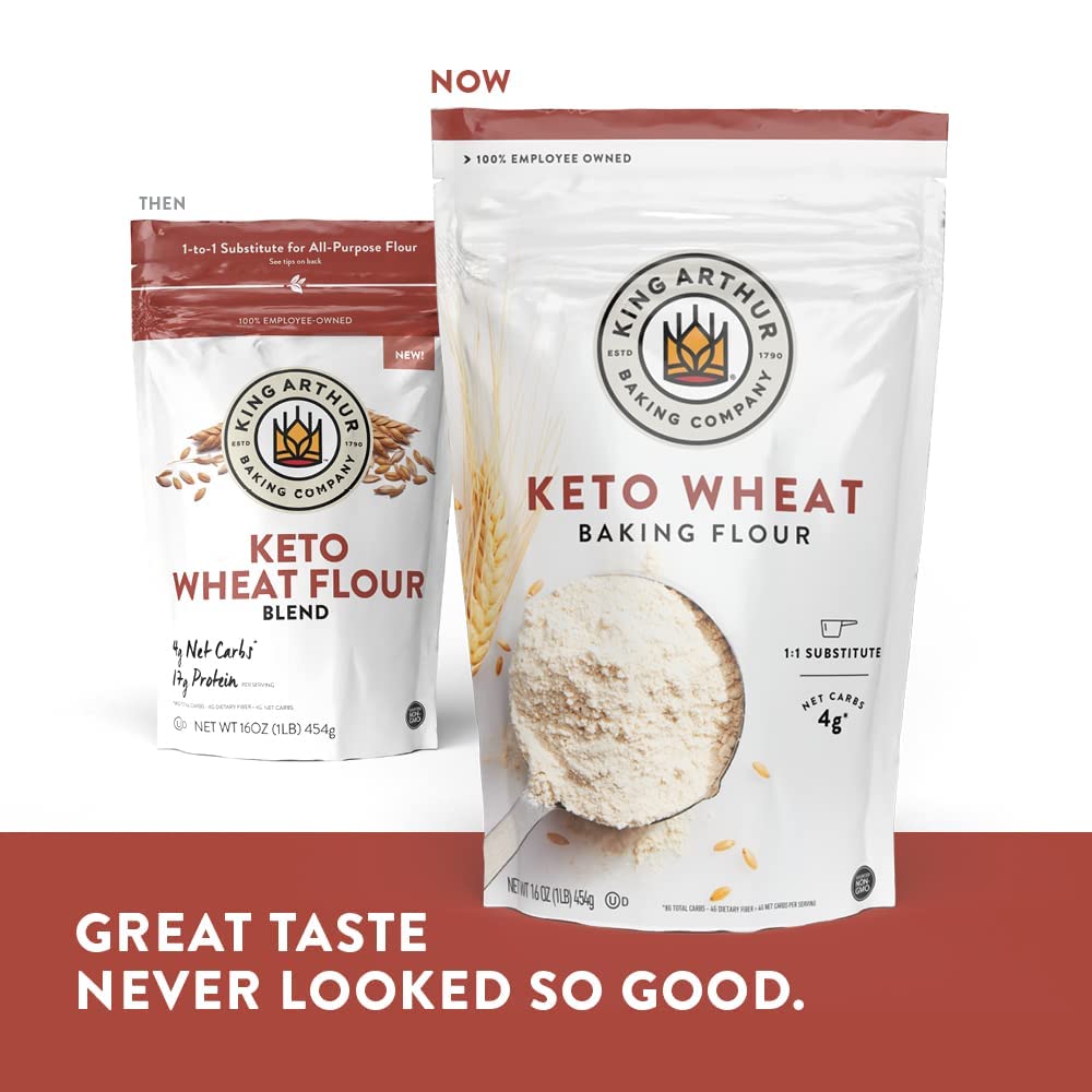 King Arthur Keto Wheat Flour Blend: Low-Carb Baking Solution for Bread & More - Non-GMO, 1:1 All-Purpose Flour Substitute - 16 oz Resealable Bag - Perfect for Keto Diet & Reduced Carb Intake