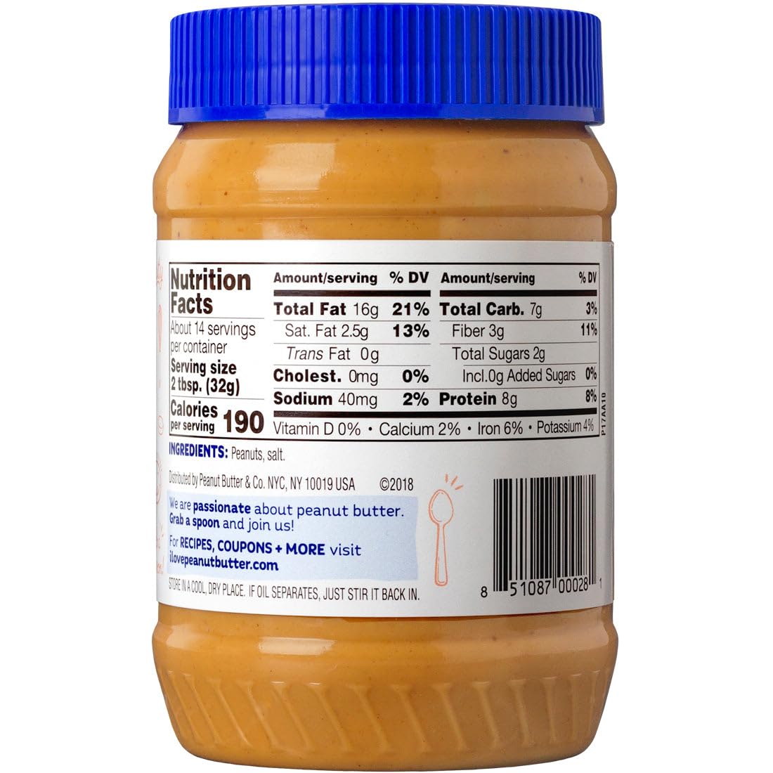 Peanut Butter & Co. Old Fashioned Crunchy Peanut Butter, Non-GMO, Gluten Free, Vegan, No Sugar Added, 16 Ounce (Pack of 1)