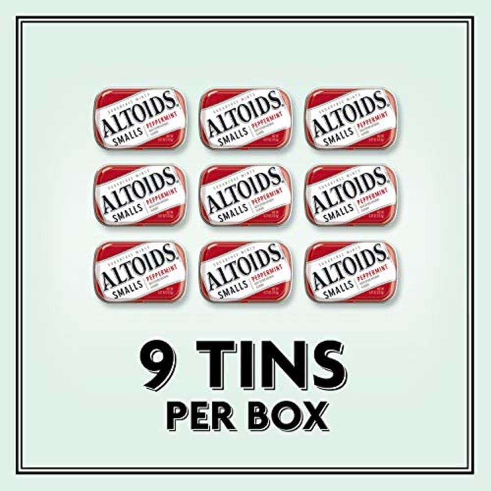 ALTOIDS Sugar-Free Mints - ALTOIDS Smalls Peppermint Breath Mints, 0.37 Ounce Tin, Pack of 9 - Altoid Breath Mint