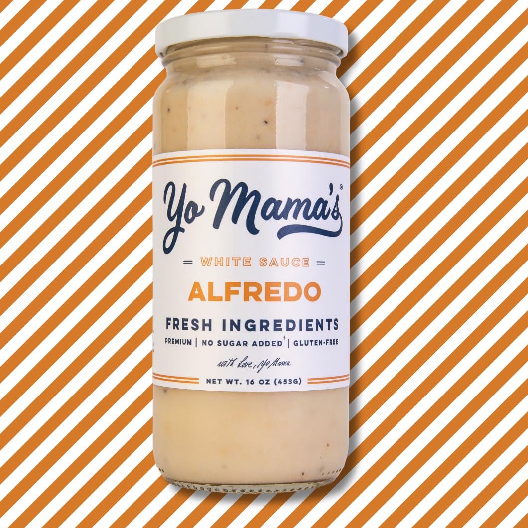 Yo Mama’s Foods Gourmet Keto Classic Alfredo Pasta Sauce | (3) 16 Ounce Glass Bottles | Low Carb, Paleo, Gluten Free, Low Calorie and is Made with only the Freshest Ingredients!