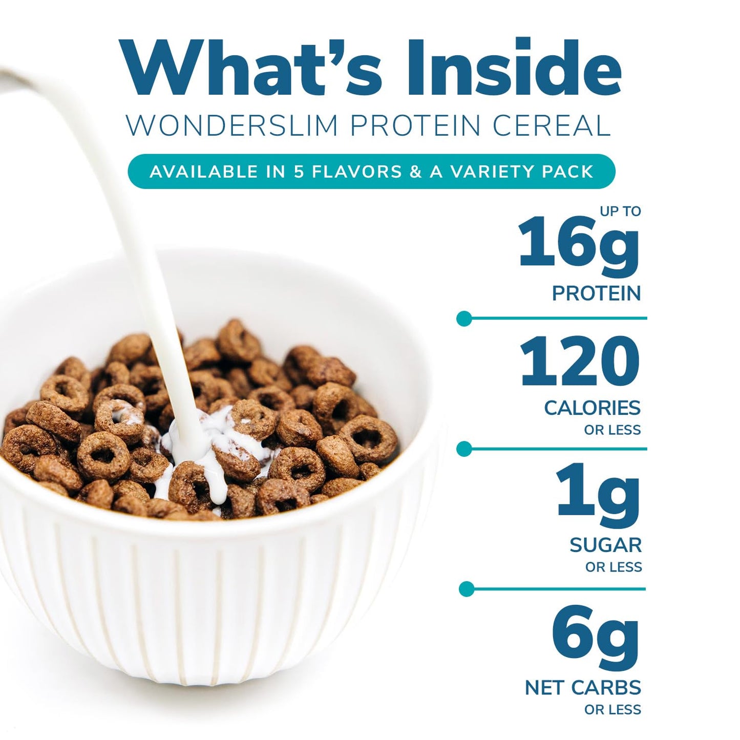WonderSlim Protein Cereal, Variety Pack, Low Sugar, Gluten Free, Keto Friendly & Low Carb (7ct)