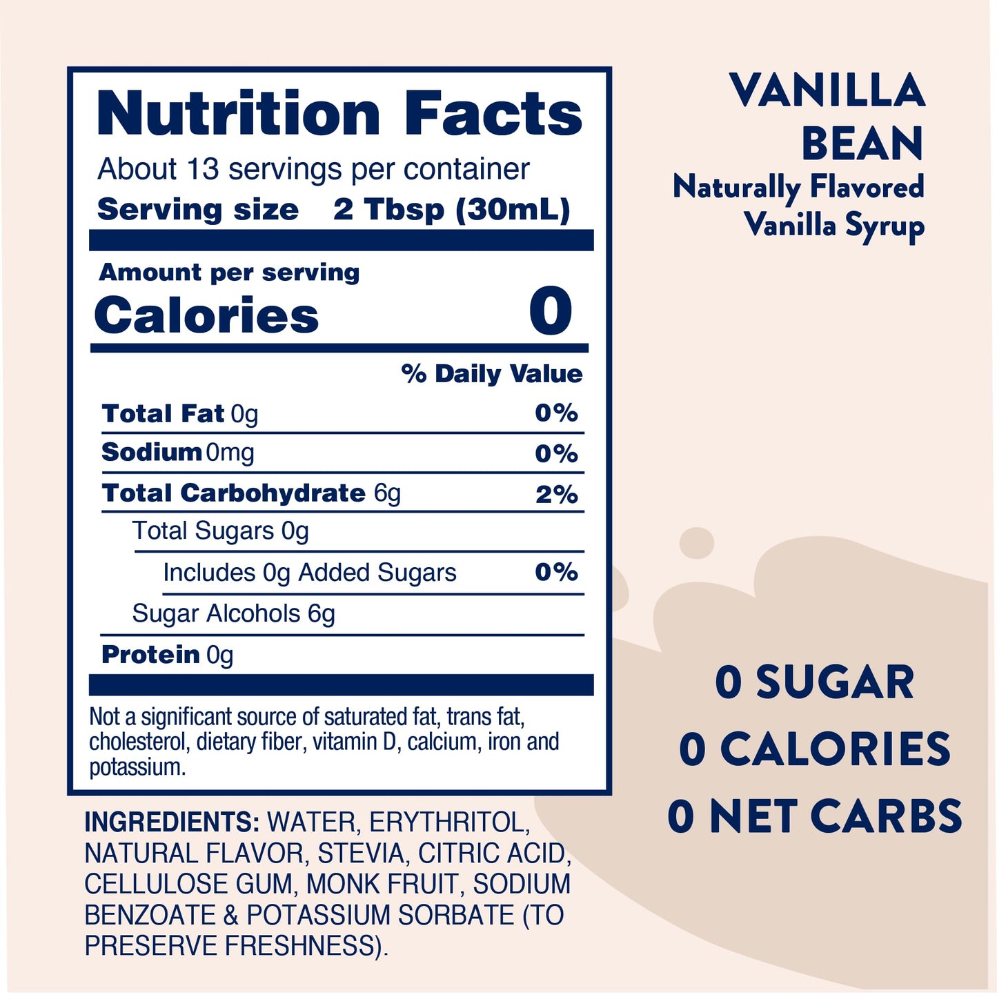 Jordan's Skinny Syrups Sugar Free Syrup, Vanilla Bean Syrup, 12.6 oz, Zero Sugar and Zero Calorie Flavoring for Coffee, Protein Shake, Cocktail or Mocktail Drinks and More, Naturally Sweetened Line
