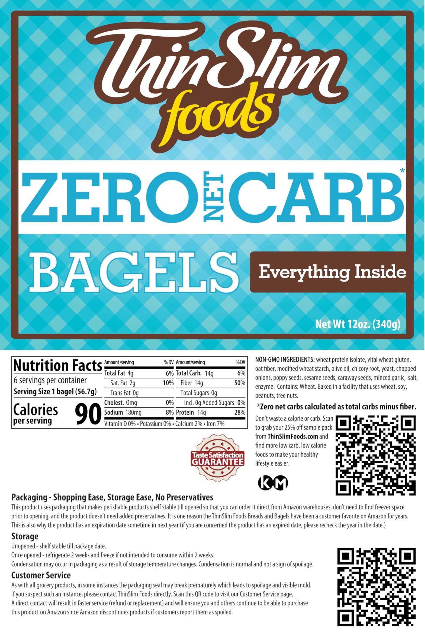 ThinSlim Foods Keto Bagels | Keto Bread Alternative | Low Carb Everything-Inside, 1 Pack (6 Zero Net Carb Bagels Per Pack)