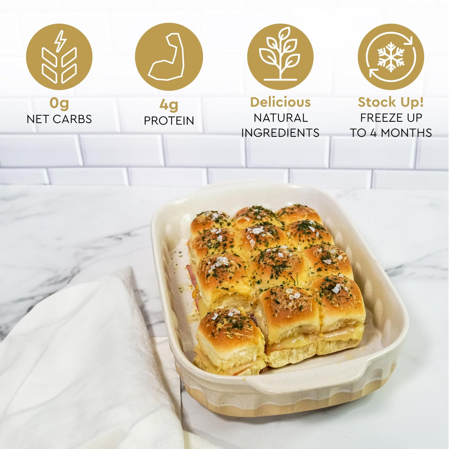 Hero Hawaiian Rolls – Net Low Carb Slider Buns & Dinner Rolls | High Fiber, 0g Net Carbs, 0g Sugar & 60 Calories per Serving Sub Rolls (24 Buns, Pack of 2)