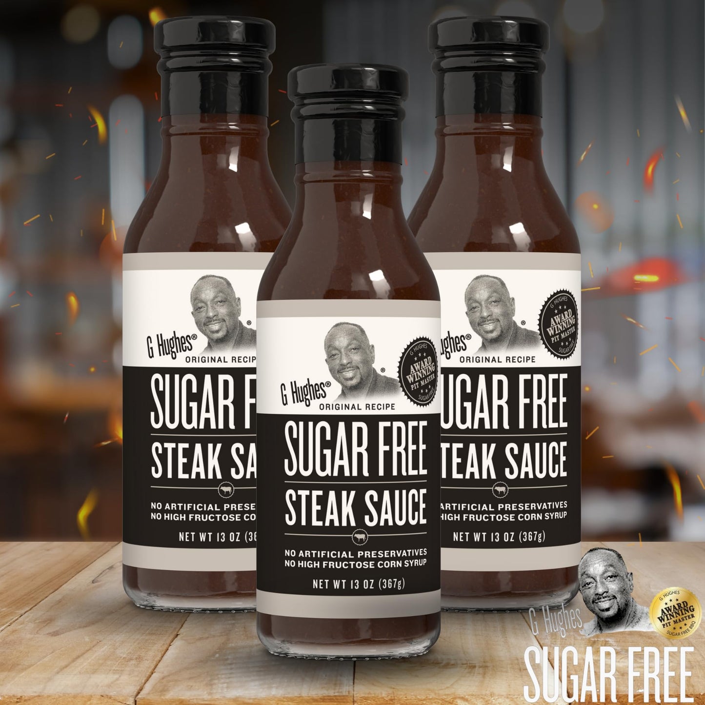 G Hughes Sugar Free, Steak Sauce - Gluten Free Steak Sauces, Sugar Free Steak Sauce, Sugar Free BBQ Sauces, Gluten Free BBQ Sauces, No Preservatives - 13 Oz (3-Pack)