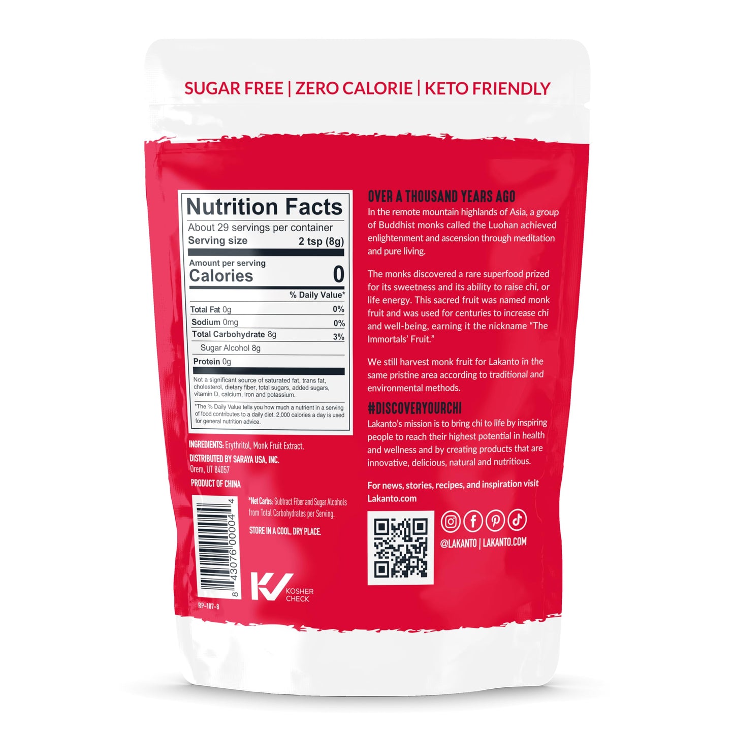 Lakanto Classic Monk Fruit Sweetener with Erythritol - White Sugar Substitute, Zero Calorie, Keto Diet Friendly, Zero Net Carbs, Baking, Extract, Sugar Replacement (Classic White - 8.29 oz)