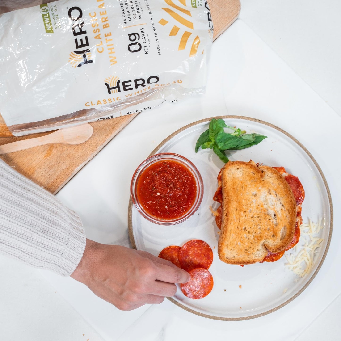 Hero Bread™ Classic White Bread — 0g Net Carb, 0g Sugar, 45 Calories, 10g Fiber per Slice | Low Net Carb Bread Loaf —15 Slices/Loaf, 2 Loaves