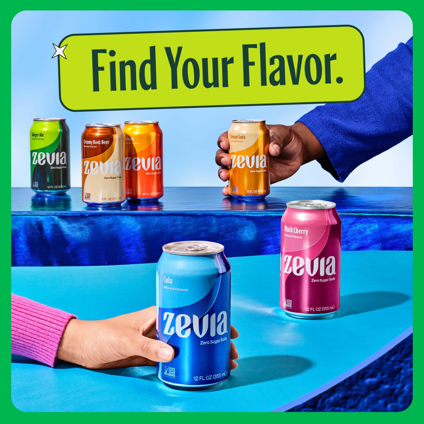Zevia Zero Sugar Soda, Rainbow Variety Pack, 12 oz Cans (24-Pack) – Naturally Sweetened, Zero Calorie Sugar Free Soda - Non-GMO Project Verified, Gluten-Free, Vegan
