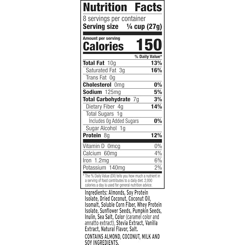 Ratio Trio Coconut Almond Granola Cereal, 1g Sugar, Keto Friendly, 8 oz Resealable Cereal Bag