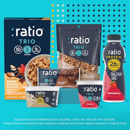 Ratio Trio Coconut Almond Granola Cereal, 1g Sugar, Keto Friendly, 8 oz Resealable Cereal Bag