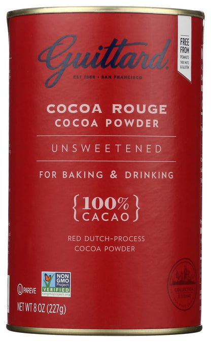 E Guittard Cocoa Powder, Unsweetened Rouge Red Dutch Process Cocoa, 8oz Can
