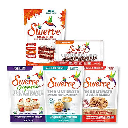 Swerve Ultimate Sugar Replacement Sweetener, Granular Sugar Substitute, Zero Calorie, Keto Friendly, Zero Sugar, Non-Glycemic, Gluten Free, 3 lbs Bag(Packaging May Vary)