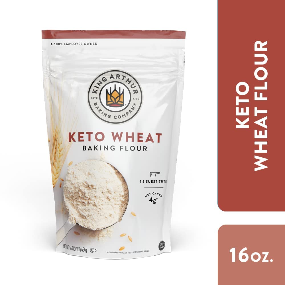 King Arthur Keto Wheat Flour Blend: Low-Carb Baking Solution for Bread & More - Non-GMO, 1:1 All-Purpose Flour Substitute - 16 oz Resealable Bag - Perfect for Keto Diet & Reduced Carb Intake