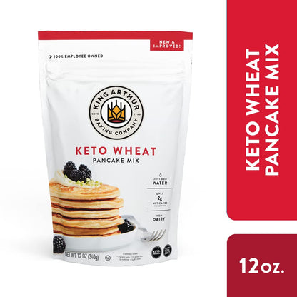 King Arthur Keto Wheat Pancake Mix: Low Carb, High Protein Breakfast Solution - Just Add Water for Fluffy Pancakes or Waffles - Non-GMO, Kosher Certified, 12 oz Pouch