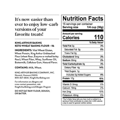 King Arthur Keto Wheat Flour Blend: Low-Carb Baking Solution for Bread & More - Non-GMO, 1:1 All-Purpose Flour Substitute - 16 oz Resealable Bag - Perfect for Keto Diet & Reduced Carb Intake
