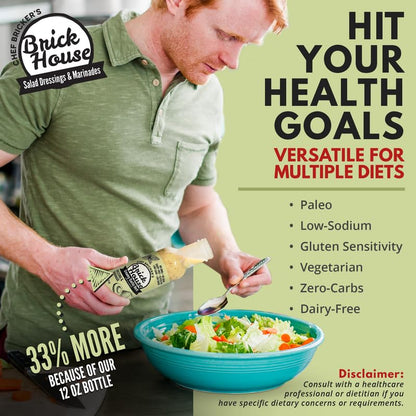 Creamy Garlic Herb Vinaigrette Dressing, Keto-Friendly Creamy Garlic Salad Dressing, Non-GMO & Low Sodium Salad Dressing by Brick House, Pack of 2