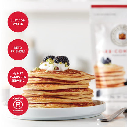 King Arthur Keto Wheat Pancake Mix: Low Carb, High Protein Breakfast Solution - Just Add Water for Fluffy Pancakes or Waffles - Non-GMO, Kosher Certified, 12 oz Pouch