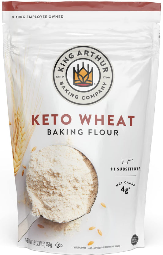 King Arthur Keto Wheat Flour Blend: Low-Carb Baking Solution for Bread & More - Non-GMO, 1:1 All-Purpose Flour Substitute - 16 oz Resealable Bag - Perfect for Keto Diet & Reduced Carb Intake