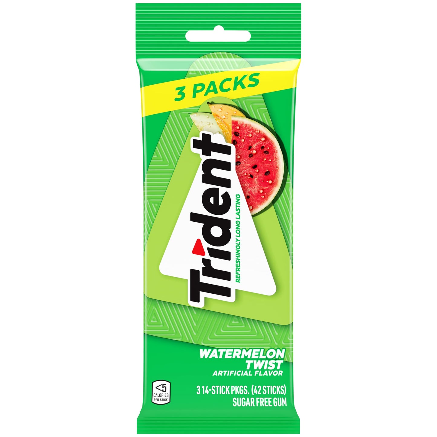 Trident Sugar Free Gum, Watermelon Twist Flavor, 3 Packs (42 Pieces Total)