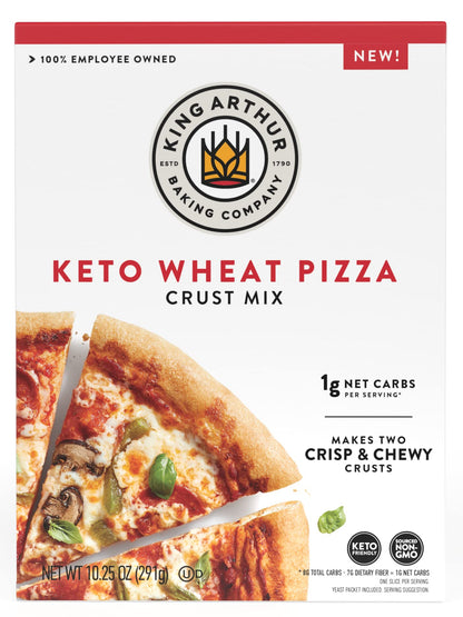 King Arthur Keto Pizza Crust Mix: Low Carb Delight with 1g Net Carbs per Serving - Easy to Make, Crisp & Chewy 10.25 oz Mix for Two 12 in Crusts - Perfect for Keto Pizza Lovers