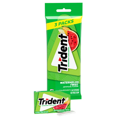 Trident Sugar Free Gum, Watermelon Twist Flavor, 3 Packs (42 Pieces Total)