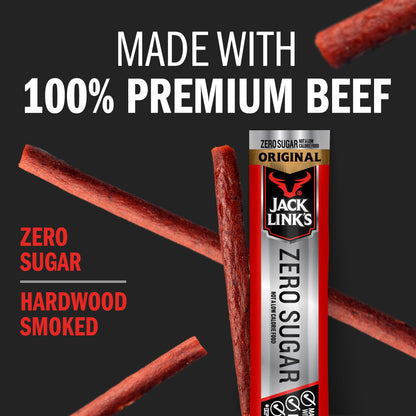 Jack Link's Beef Sticks, Original Zero Sugar – Protein Snack, Meat Stick with 6g of Protein, Meat Snack Sticks Made with 100% Beef, Keto & Paleo Diet Ready, Individually Wrapped – 0.92 Oz. (20 Count)