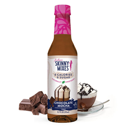 Jordan's Skinny Syrups Sugar Free Syrup, Chocolate Mocha Syrup, 12.6 oz, Zero Sugar and Zero Calorie Flavoring for Coffee, Protein Shake, Cocktail or Mocktail Drinks and More, Naturally Sweetened Line