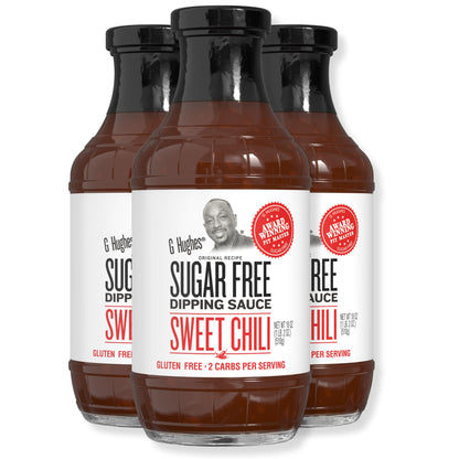 G Hughes Sugar Free, Sweet Chili Sauce - Gluten Free Dipping Sauces, Sugar Free Sauce, No Sugar Hot Sauce, Low Carb Red Chili Sauce, Spicy Chili Sauce - 18 oz (3 Pack)