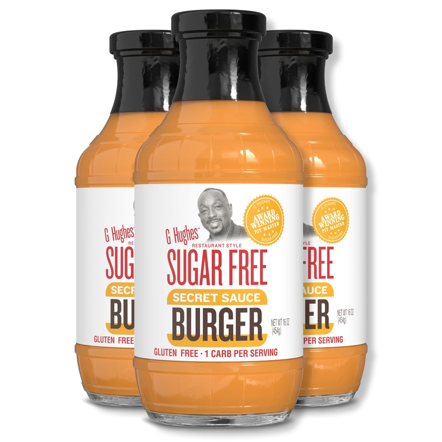 G Hughes Sugar Free Burger Secret Sauce - Sugar Free Burger Sauce, Special Sauce for Burgers, Gluten Free Hamburger Sauce, Sugar Free Dipping Sauces - 16 Oz (3-Pack)