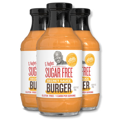 G Hughes Sugar Free Burger Secret Sauce - Sugar Free Burger Sauce, Special Sauce for Burgers, Gluten Free Hamburger Sauce, Sugar Free Dipping Sauces - 16 Oz (3-Pack)