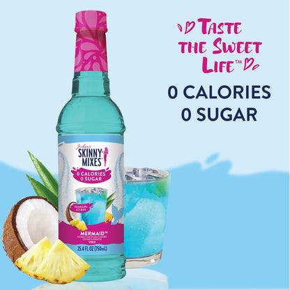 Jordan's Skinny Mixes Sugar Free Syrup, Mermaid Flavor, Fruit Flavored Water Enhancer, Drink Mix for Ice Tea, Lemonade & More, Zero Calorie Flavoring, Keto Friendly, 25.4 Fl Oz, 1 Pack
