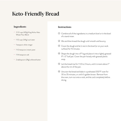 King Arthur Keto Wheat Flour Blend: Low-Carb Baking Solution for Bread & More - Non-GMO, 1:1 All-Purpose Flour Substitute - 16 oz Resealable Bag - Perfect for Keto Diet & Reduced Carb Intake