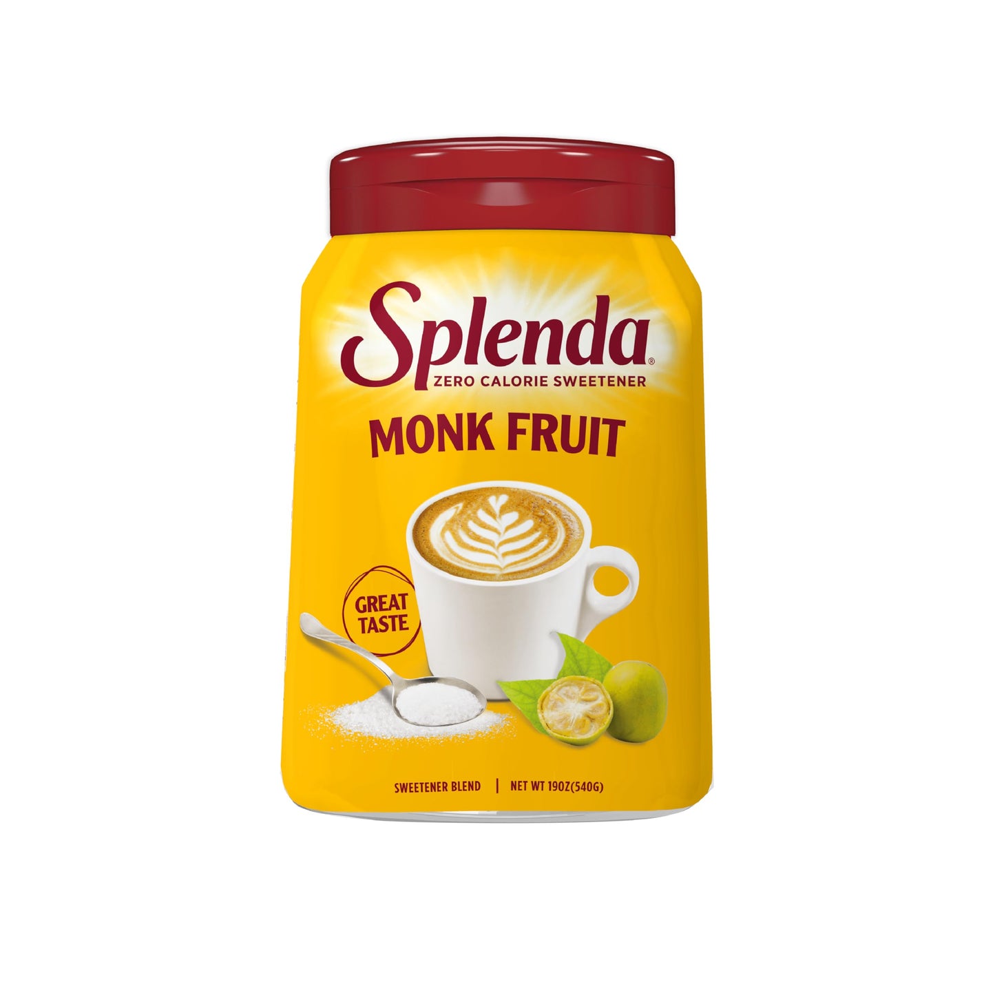 SPLENDA Monk Fruit Zero Calorie Plant Based Granulated Sweetener Jar, 19 oz