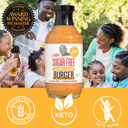 G Hughes Sugar Free Burger Secret Sauce - Sugar Free Burger Sauce, Special Sauce for Burgers, Gluten Free Hamburger Sauce, Sugar Free Dipping Sauces - 16 Oz (3-Pack)