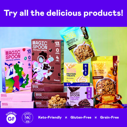 Magic Spoon Cereal - Maple Waffle 4-Pack of Cereal and Spoon - Keto & Low Carb Lifestyles, Gluten & Grain Free, High Protein, 0g Sugar