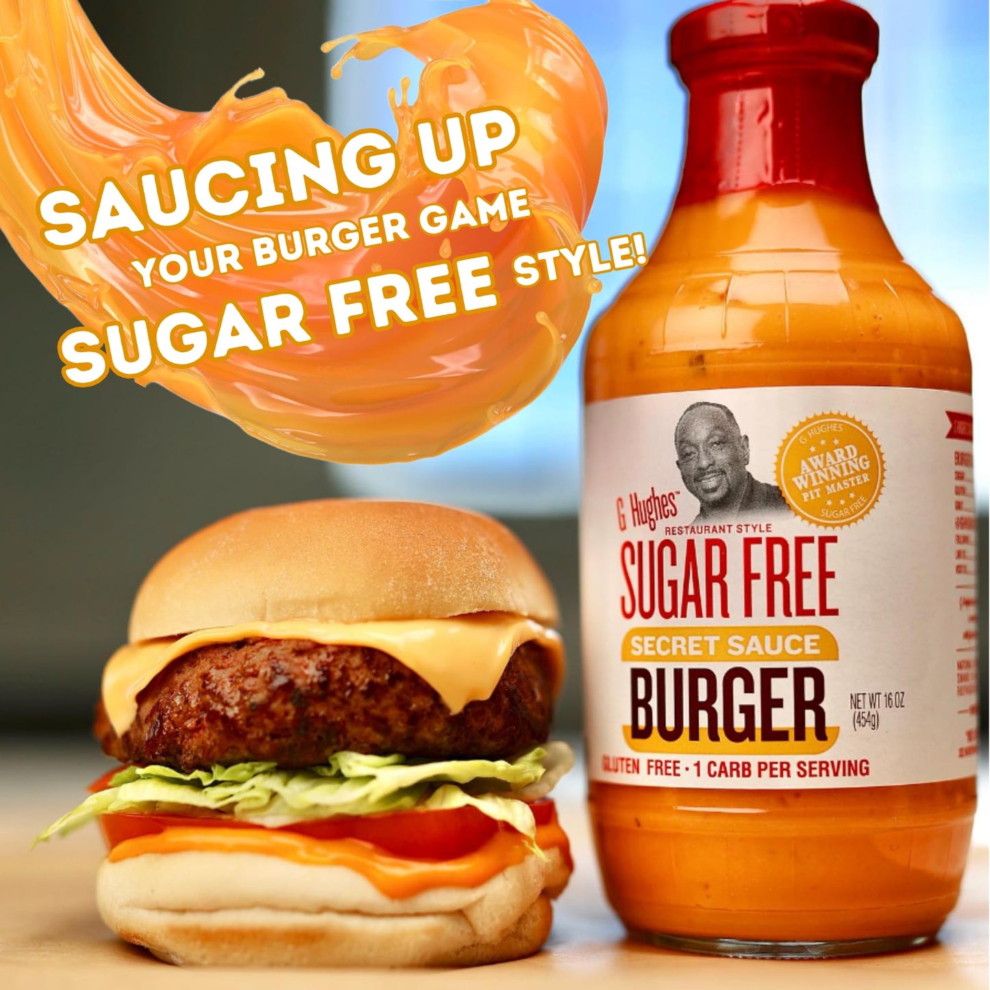 G Hughes Sugar Free Burger Secret Sauce - Sugar Free Burger Sauce, Special Sauce for Burgers, Gluten Free Hamburger Sauce, Sugar Free Dipping Sauces - 16 Oz (3-Pack)