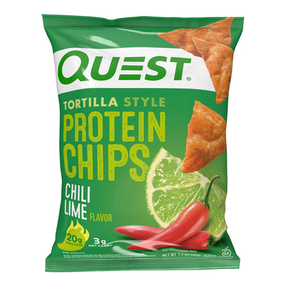 Quest Nutrition Tortilla Style Protein Chips Variety Pack, Chili Lime, Nacho Cheese, Loaded Taco, Low Carb, High Protein, Gluten Free, 1.1 oz (Pack of 12)