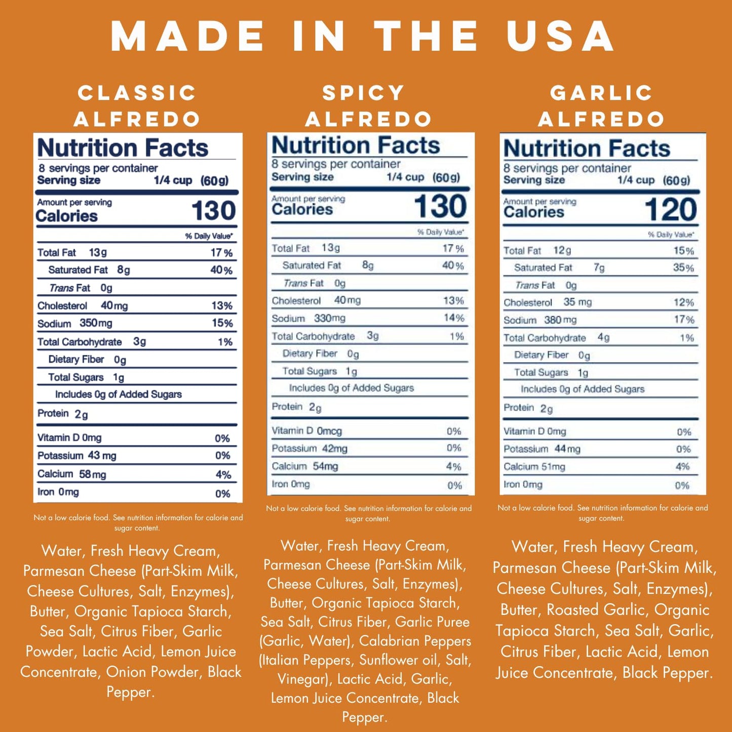 Yo Mama’s Foods Gourmet Keto Alfredo Pasta Sauces Variety Pack | (3) 16 Ounce Glass Bottles | Classic (1), Garlic (1) and Spicy (1) Alfredo Sauce is Low Carb, Paleo, Gluten Free, Low Calorie and is Made with only the Freshest Ingredients!