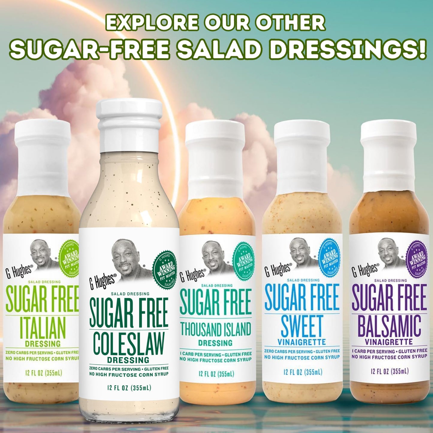 G Hughes Sugar Free Coleslaw Dressing - Sugar Free Cole Slaw Dressings, Gluten Free Salad Dressings, 0 Carb Salad Dressing, G Hughes Sugar Free Salad Dressings, No Sugar Added - 12 Oz (3-Pack)