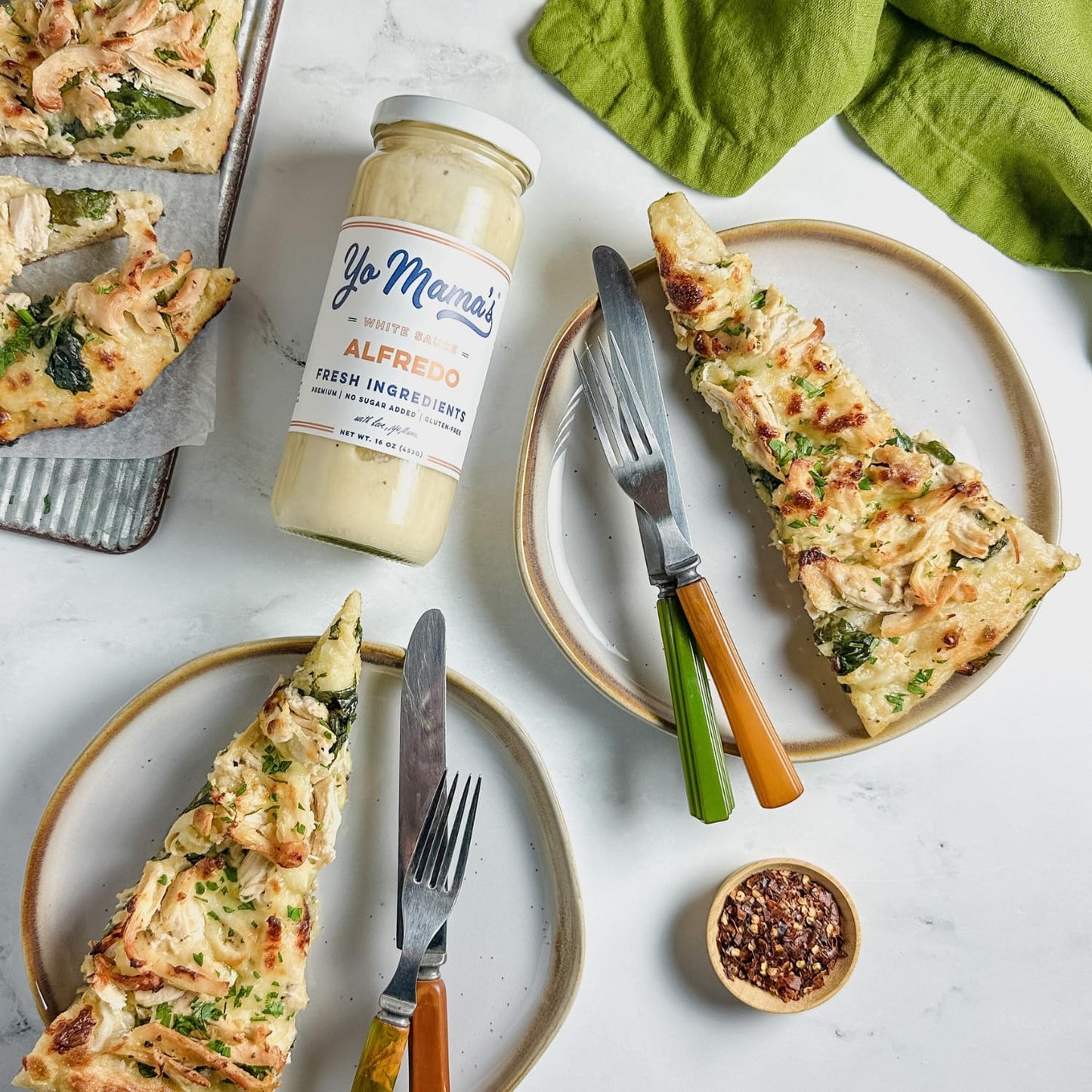 Yo Mama’s Foods Gourmet Keto Alfredo Pasta Sauces Variety Pack | (3) 16 Ounce Glass Bottles | Classic (1), Garlic (1) and Spicy (1) Alfredo Sauce is Low Carb, Paleo, Gluten Free, Low Calorie and is Made with only the Freshest Ingredients!