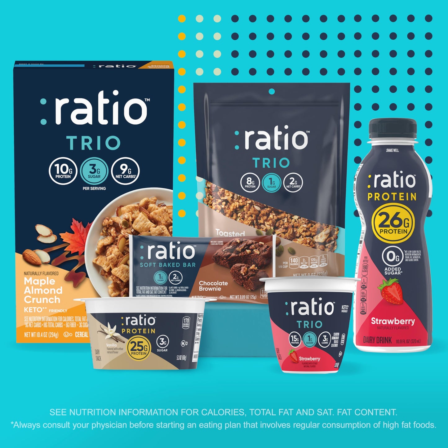 Ratio Trio Coconut Almond Granola Cereal, 1g Sugar, Keto Friendly, 8 oz Resealable Cereal Bag