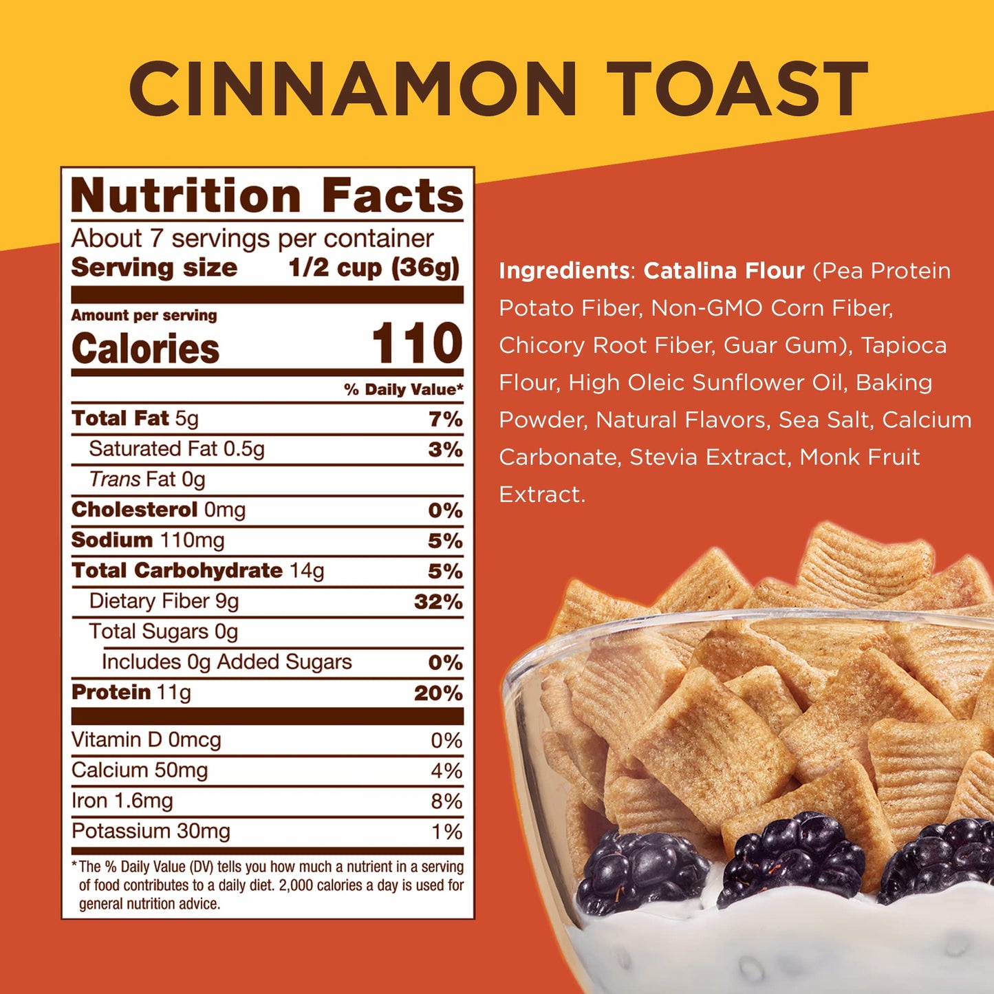 Catalina Crunch Cinnamon Toast Cereal | Low Carb, Sugar Free, Gluten Free | Vegan, Plant Based Protein | Breakfast Protein Cereals | Keto Friendly Food