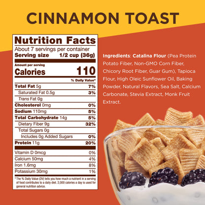 Catalina Crunch Cinnamon Toast Cereal | Low Carb, Sugar Free, Gluten Free | Vegan, Plant Based Protein | Breakfast Protein Cereals | Keto Friendly Food