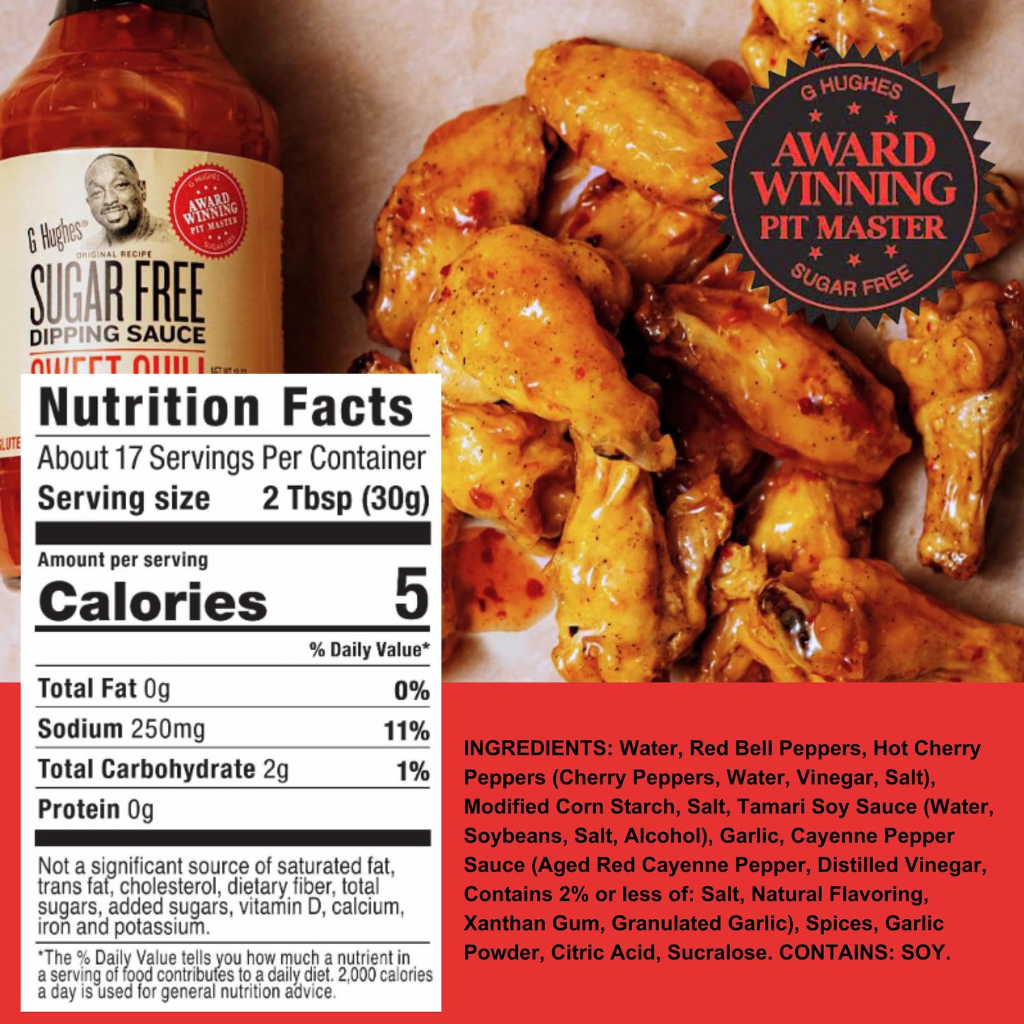 G Hughes Sugar Free, Sweet Chili Sauce - Gluten Free Dipping Sauces, Sugar Free Sauce, No Sugar Hot Sauce, Low Carb Red Chili Sauce, Spicy Chili Sauce - 18 oz (3 Pack)