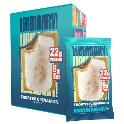Legendary Foods 22g Protein Pastry+ Premium Low Carb Meal Replacement Bar - Low Glycemic, Gluten Free Protien Snacks - Healthy Keto Snack Box, 8x Zero Sugar Energy Bars - Bariatric Diabetic Friendly
