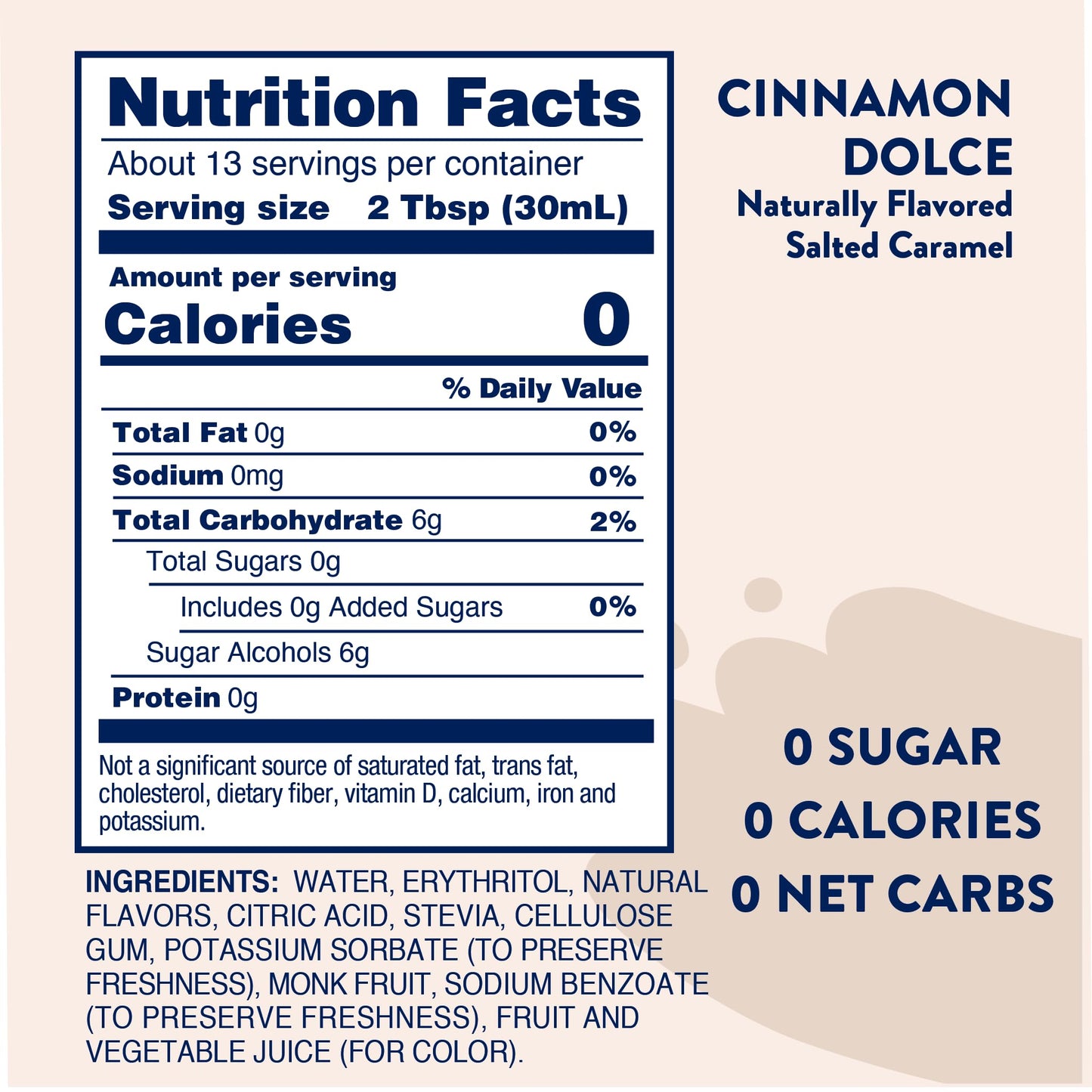 Jordan's Skinny Syrups Sugar Free Syrup, Cinnamon Dolce Syrup, 12.6 oz, Zero Sugar and Zero Calorie Flavoring for Coffee, Protein Shake, Cocktail or Mocktail Drinks and More, Naturally Sweetened Line