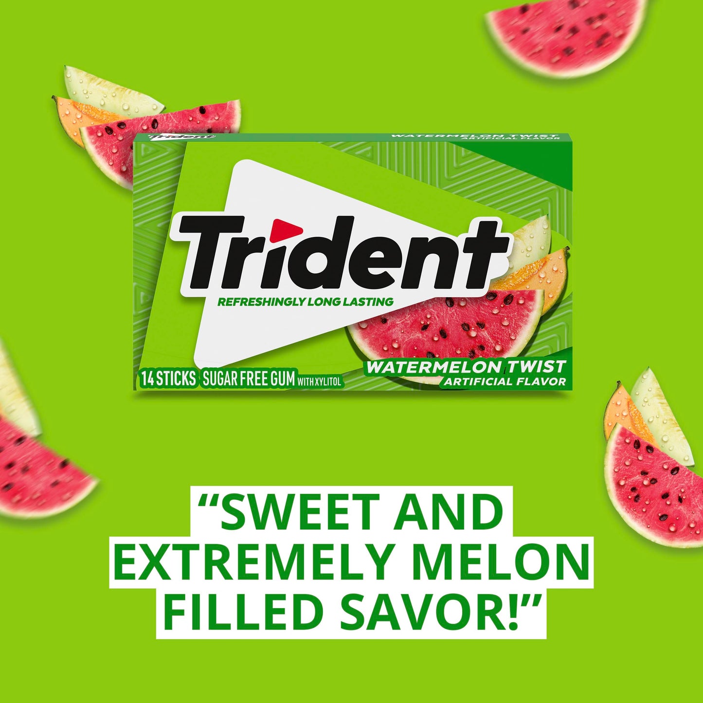 Trident Sugar Free Gum, Watermelon Twist Flavor, 3 Packs (42 Pieces Total)