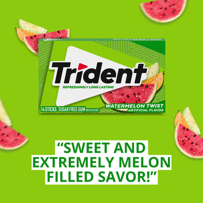 Trident Sugar Free Gum, Watermelon Twist Flavor, 3 Packs (42 Pieces Total)