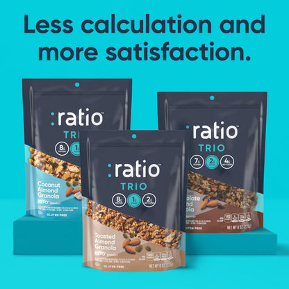 Ratio Trio Coconut Almond Granola Cereal, 1g Sugar, Keto Friendly, 8 oz Resealable Cereal Bag