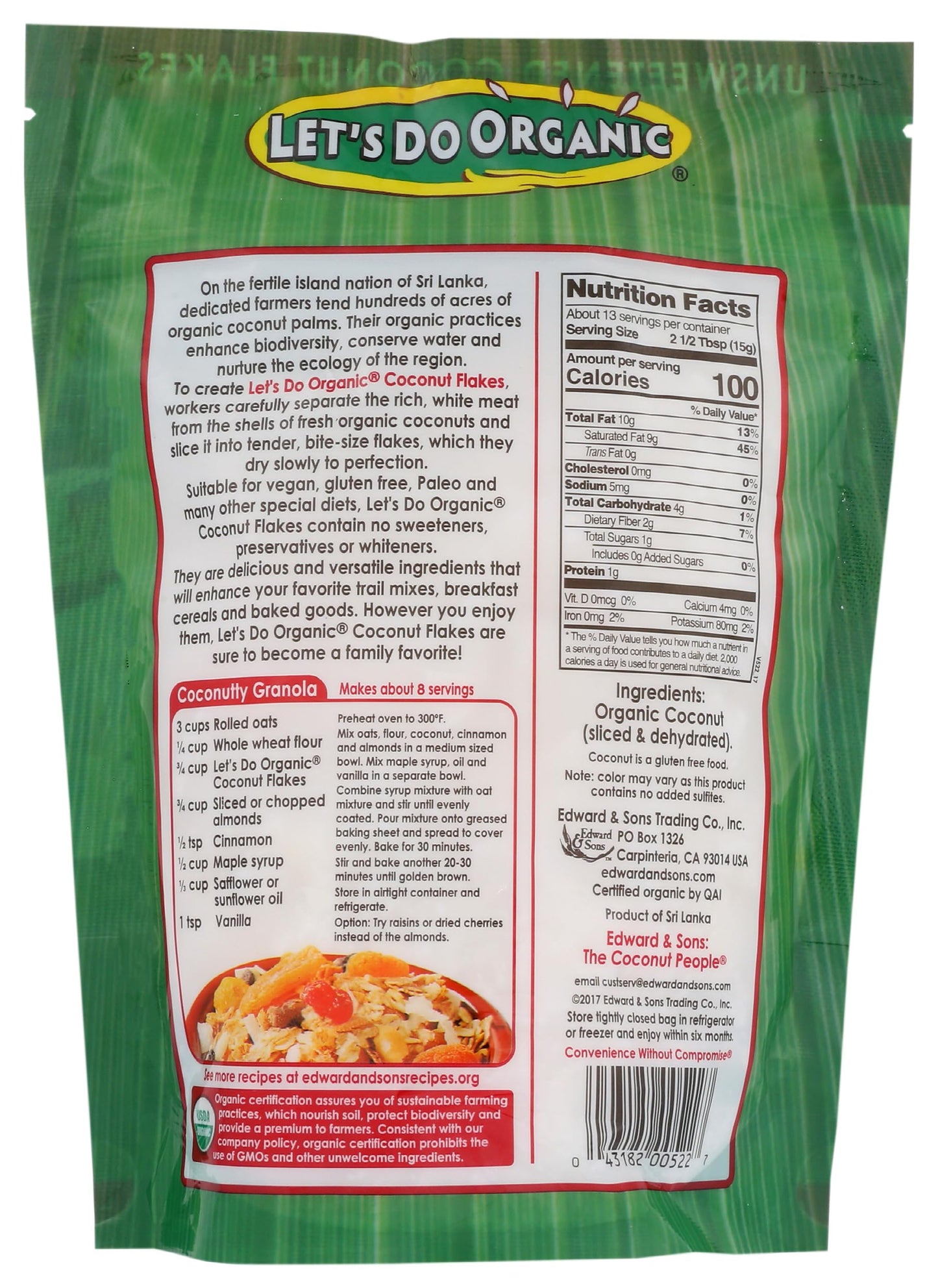 Let's Do Organic Unsweetened Coconut Flakes, 7 oz